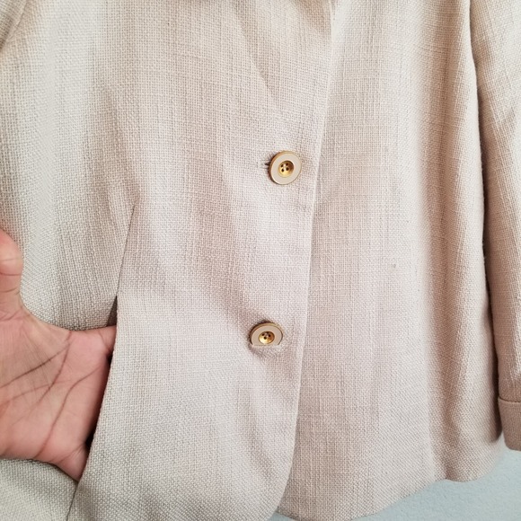 J. Crew Women's Linen Blend Holly Blazer Jacket Size 8 Beige Neutral 3/4 Sleeve - Picture 5 of 10